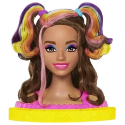 Barbie Castaña Fashion Style Peinados Arcoíris Neón