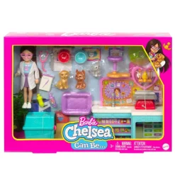 Barbie Chelsea Veterinaria Set con Mascotas y más de 15 accesorios