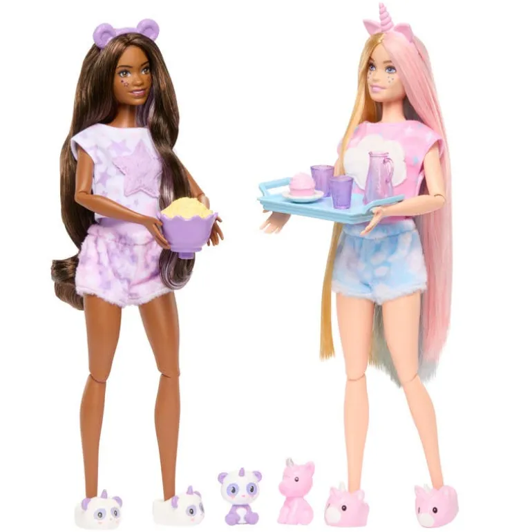 Barbie Cutie Reveal Pijamada 2 Pack Disfraz de Unicornio y Pandacornio