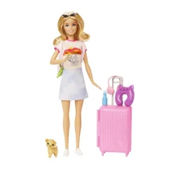 Barbie Fashion Viajera con Perrito Incluye 10 Accesorios de Viaje