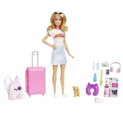 Barbie Fashion Viajera con Perrito Incluye 10 Accesorios de Viaje