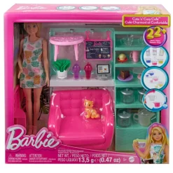 Barbie Fashion y Beauty Set de Tienda de Té con Muñeca y más de 20 Accesorios