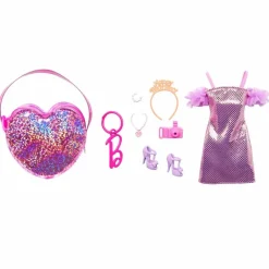 Barbie Fashion y Belleza Accesorios Maleta Morada con Vestido de Gala