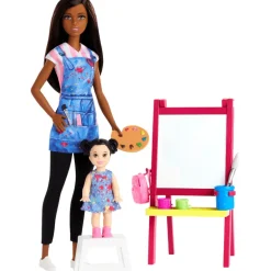 Barbie Profesiones Maestra Afroamericana de Arte Set deJuegos con accesorios y Niña