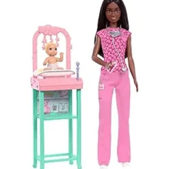 Barbie Profesiones Set Enfermera Cabello Oscuro con Bebé JCR71