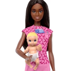 Barbie Profesiones Set Enfermera Cabello Oscuro con Bebé JCR71