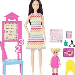 Barbie Profesiones Set Maestra Cabello Negro con Niña JCR71