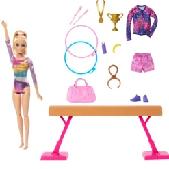 Barbie Rubia Profesiones Gimnasta con Set y Accesorios