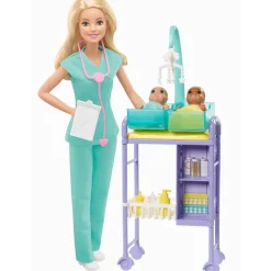 Barbie Rubia Profesiones Pediatra con Paciente Bebé