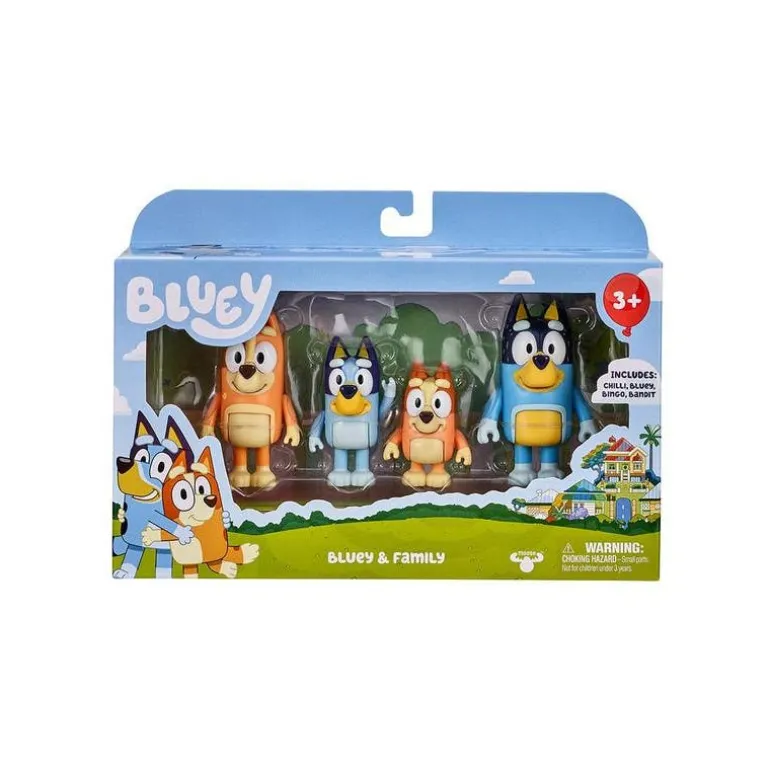 Bluey Mini Muñecos 4 Pack Bluey, Bingo, Papá y Mamá