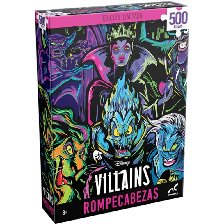 Disney Rompecabezas Arte Neón de Villanos de 500 Piezas
