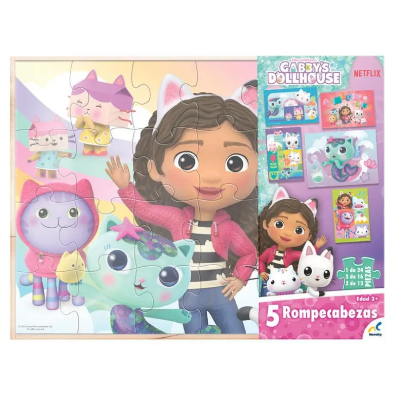 Gabby's Doll House Set de 5 Rompecabezas de 12 Piezas