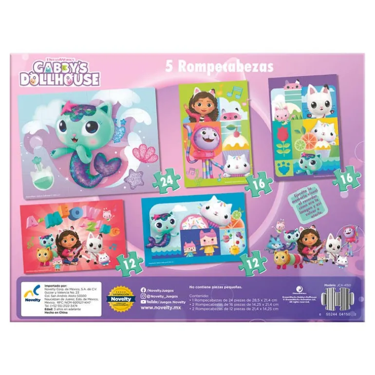 Gabby's Doll House Set de 5 Rompecabezas de 12 Piezas