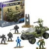 Halo Tanque Warthog del Fleetcom con 5 Mini Figuras de Mega Bloks