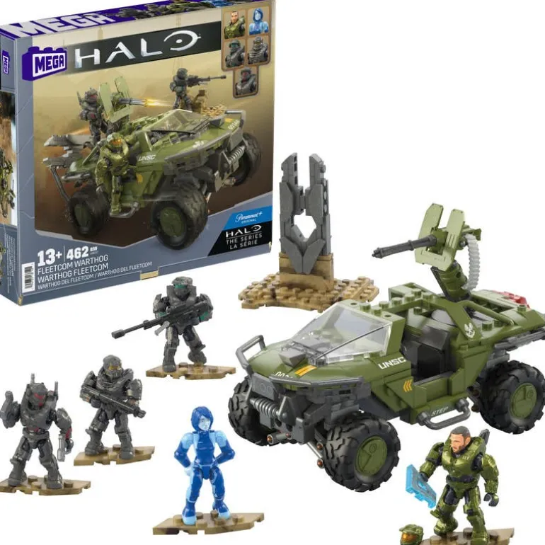 Halo Tanque Warthog del Fleetcom con 5 Mini Figuras de Mega Bloks