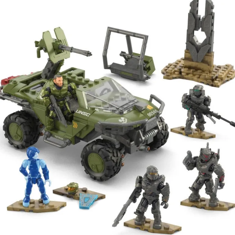 Halo Tanque Warthog del Fleetcom con 5 Mini Figuras de Mega Bloks