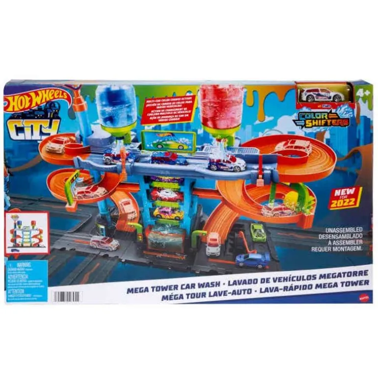 Hot Wheels City Set y Pista Mega Torre de Autolavado
