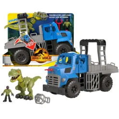 Jurassic World Imaginext Vehículo Transportador de Dinosaurios, Inlcuye Dinosaurio, Figura de acción y Lanzador de Dardos