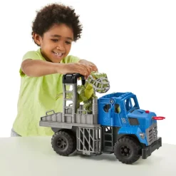 Jurassic World Imaginext Vehículo Transportador de Dinosaurios, Inlcuye Dinosaurio, Figura de acción y Lanzador de Dardos
