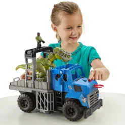Jurassic World Imaginext Vehículo Transportador de Dinosaurios, Inlcuye Dinosaurio, Figura de acción y Lanzador de Dardos