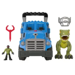 Jurassic World Imaginext Vehículo Transportador de Dinosaurios, Inlcuye Dinosaurio, Figura de acción y Lanzador de Dardos