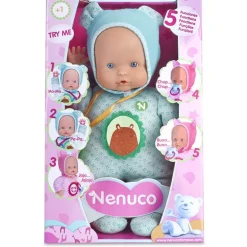 Nenuco Muñeca que dice Mamá, Papá, Popo, Succiona y llora sin su Chupón; Outfit Azul