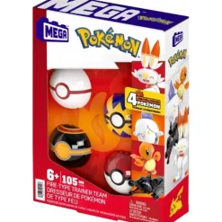 Pokémon Equipo de Fuego Mega Construx con 4 Pokeballs