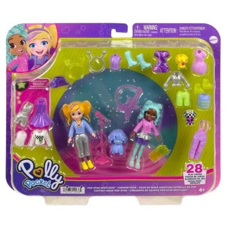 Polly Pocket Set de Juegos Moda del Espacio 2 Muñecas con más de 15 accesorios