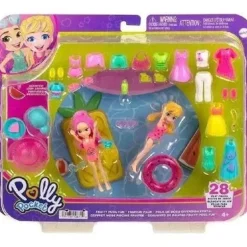 Polly Pocket Set de Juegos Moda de Playa 2 Muñecas con más de 15 accesorios