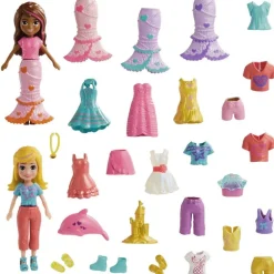 Polly Pocket Set de Juegos Moda de Sirena 2 Muñecas con más de 15 accesorios