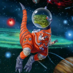 Rompecabezas Dino Space, 3 rompecabezas de 49 piezas.