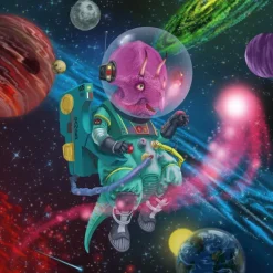 Rompecabezas Dino Space, 3 rompecabezas de 49 piezas.