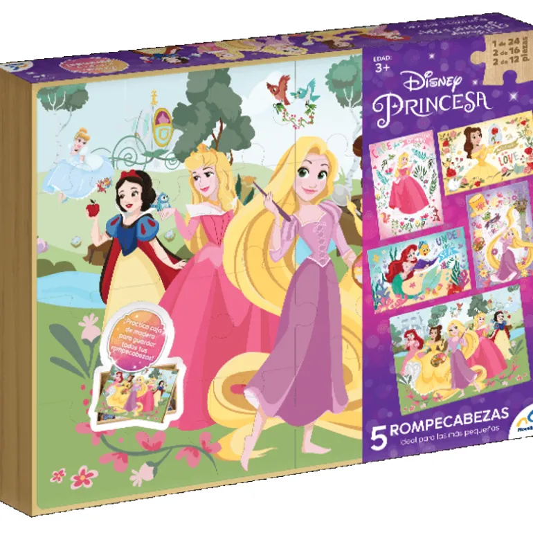 Rompecabezas 5 En 1 Disney Princesas de 60 Piezas