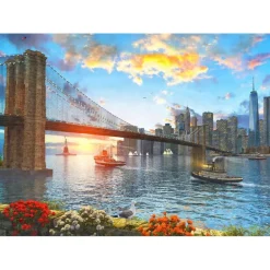 Rompecabezas Puente De Brooklyn Al Atardecer de 1500 Piezas