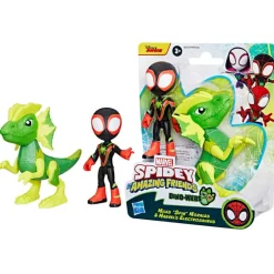 Spiderman Set de Figuras Spidey And His Amazing Friends de Miles Spin Morales y Electrosaurus